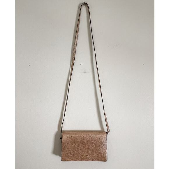 NWT Coach Foldover Clutch Rose Gold Crossbody - Picture 3 of 10